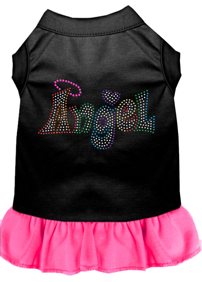 Technicolor Angel Rhinestone Pet Dress Black With Bright Pink Xxl GreatEagleInc