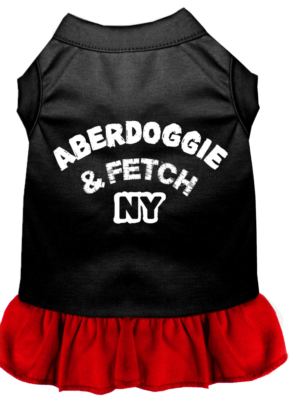 Aberdoggie Ny Screen Print Dog Dress Black With Red Lg GreatEagleInc