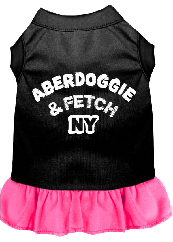 Aberdoggie Ny Screen Print Dress Black With Bright Pink Med GreatEagleInc