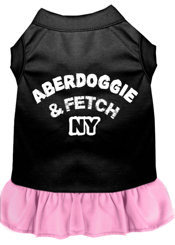 Aberdoggie Ny Screen Print Dog Dress Black With Light Pink Sm GreatEagleInc