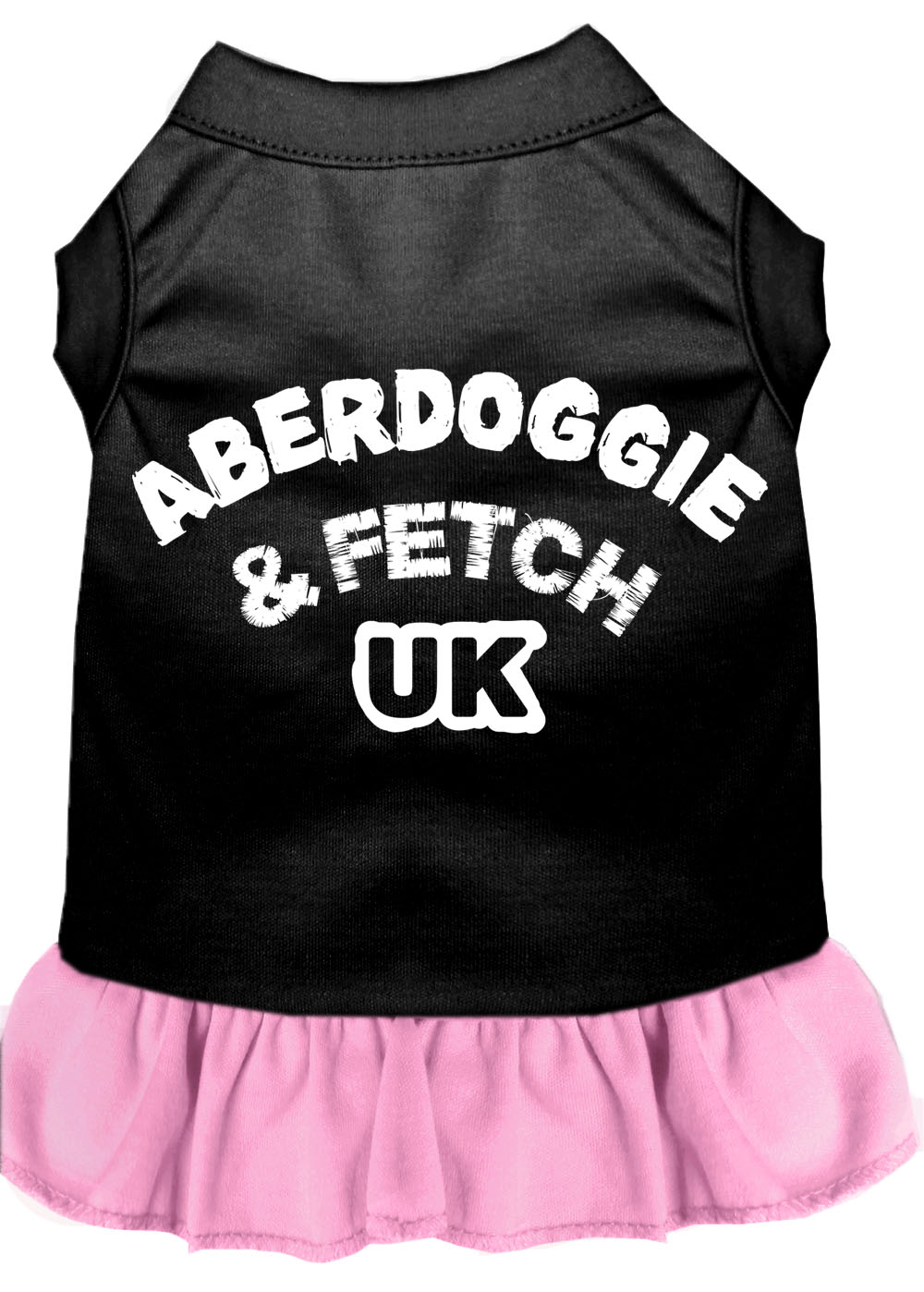 Aberdoggie Uk Screen Print Dog Dress Black With Light Pink Lg GreatEagleInc