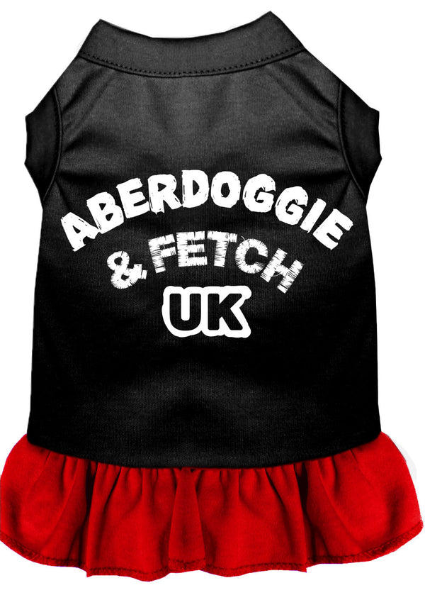 Aberdoggie Uk Screen Print Dog Dress Black With Red Sm GreatEagleInc