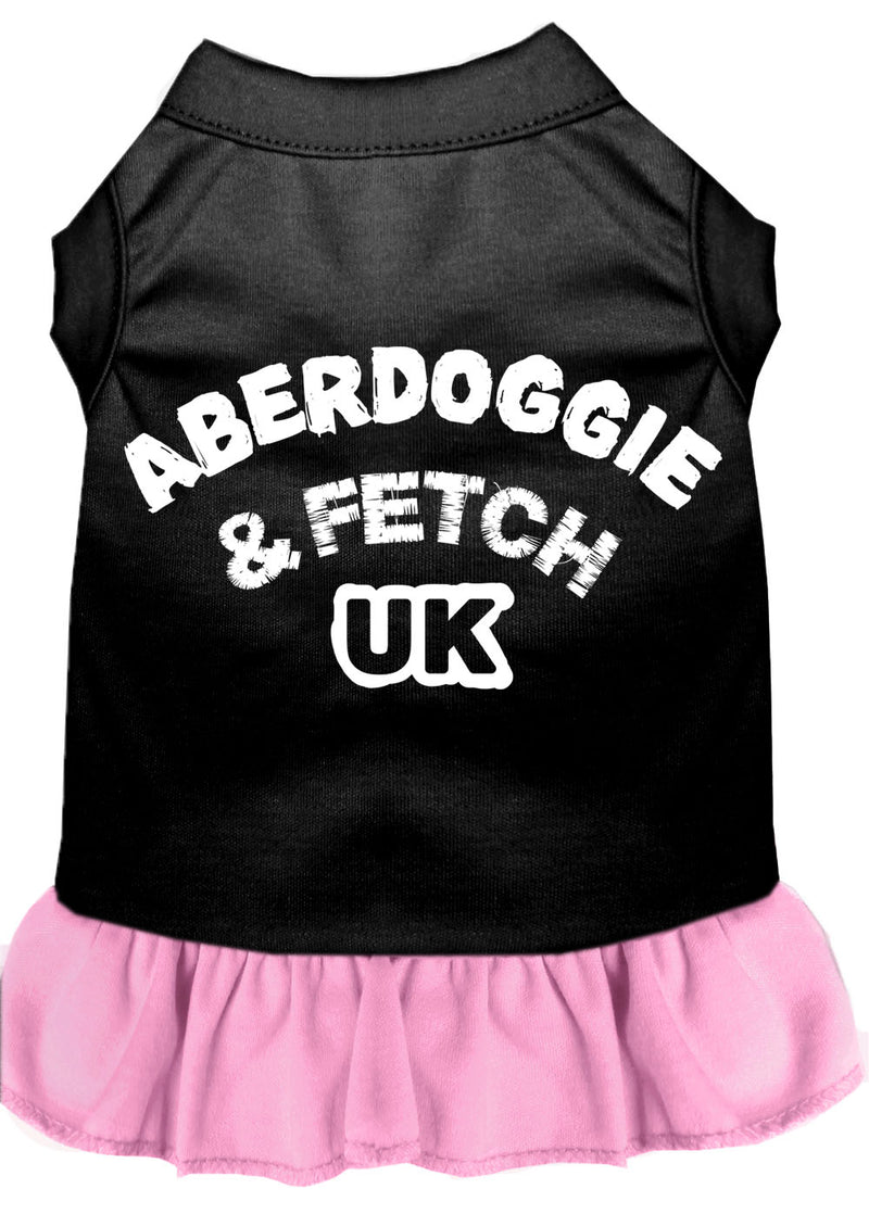 Aberdoggie Uk Screen Print Dog Dress Black With Light Pink Xs Default Title