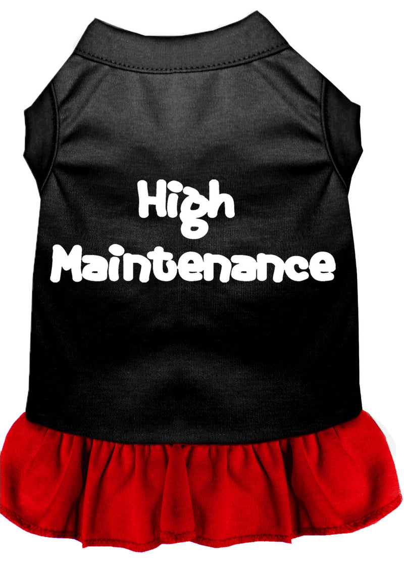 High Maintenance Screen Print Dog Dress Black With Red Xl GreatEagleInc
