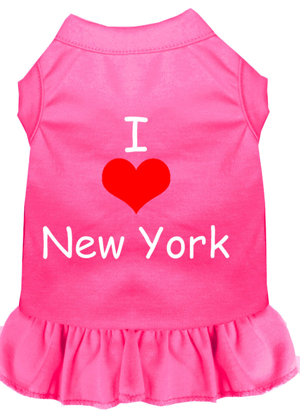 I Heart New York Screen Print Dress Bright Pink Lg GreatEagleInc