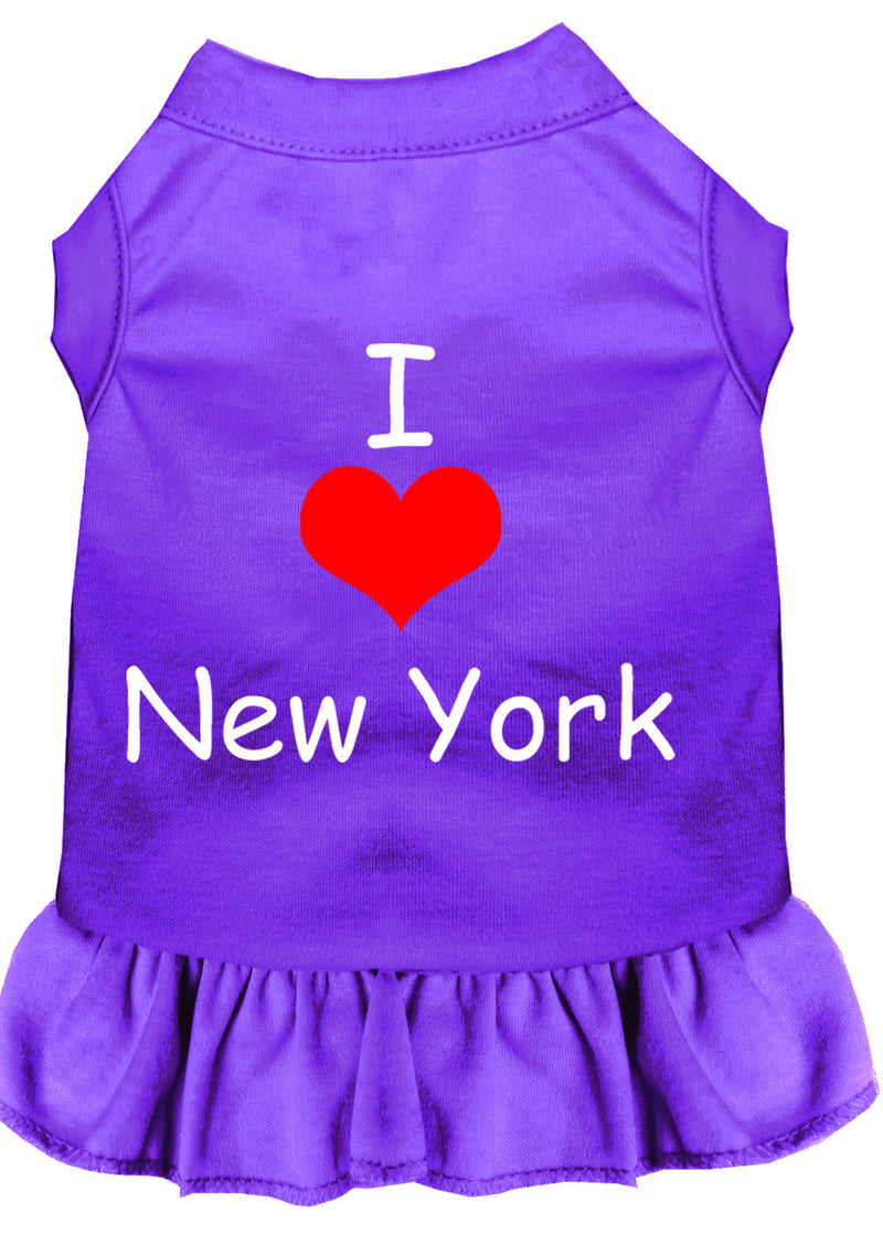 I Heart New York Screen Print Dress Purple Med GreatEagleInc