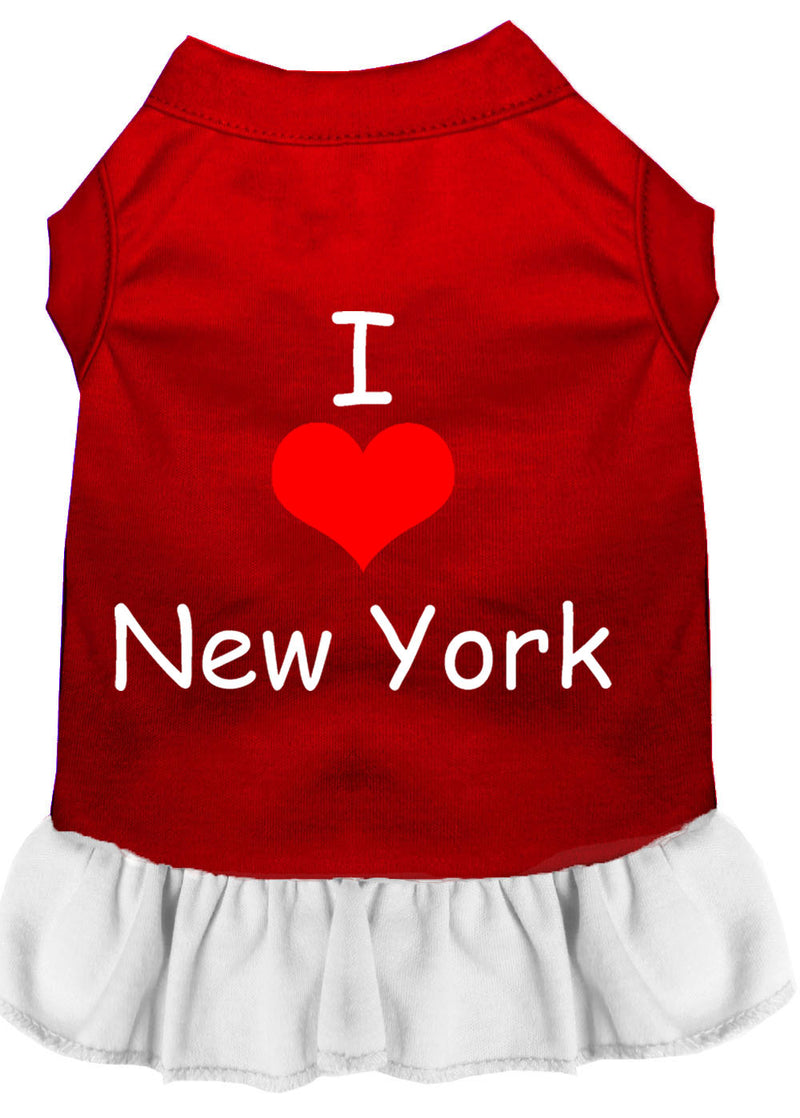 I Heart New York Screen Print Dress Red With White Xxl GreatEagleInc
