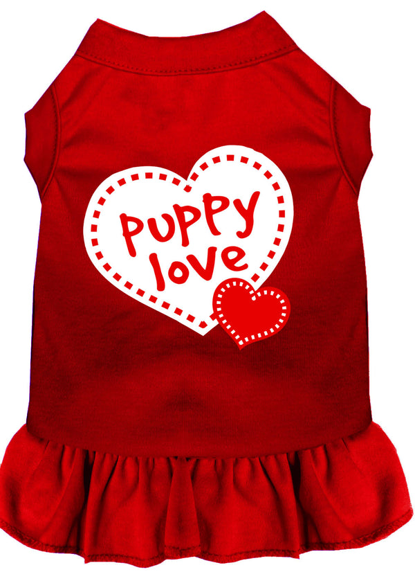 Puppy Love Screen Print Dress Red Med GreatEagleInc