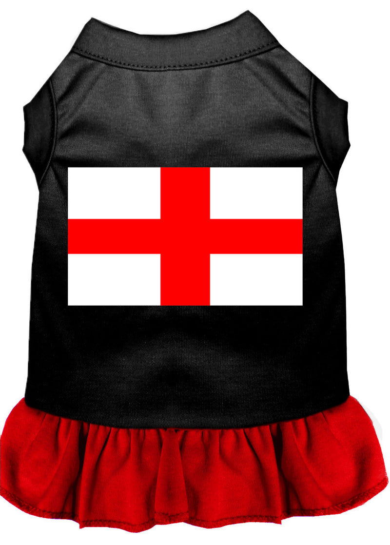 St Georges Cross Screen Print Dress Black With Red Lg GreatEagleInc