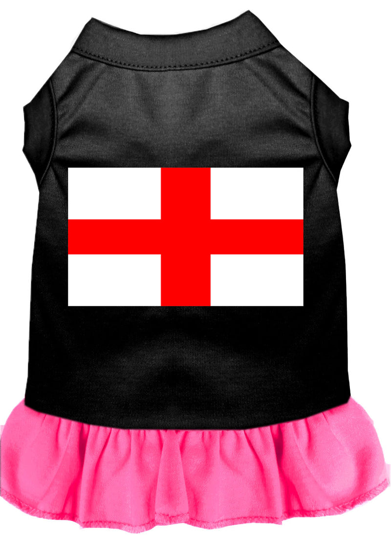 St Georges Cross Screen Print Dress Black With Bright Pink Xs GreatEagleInc