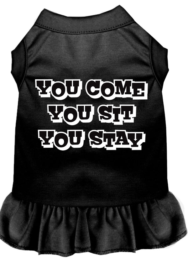 You Come, You Sit, You Stay Screen Print Dress Black 4x (22) GreatEagleInc