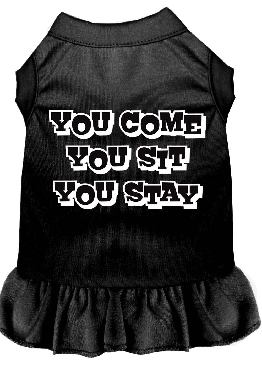 You Come, You Sit, You Stay Screen Print Dress Black Med GreatEagleInc