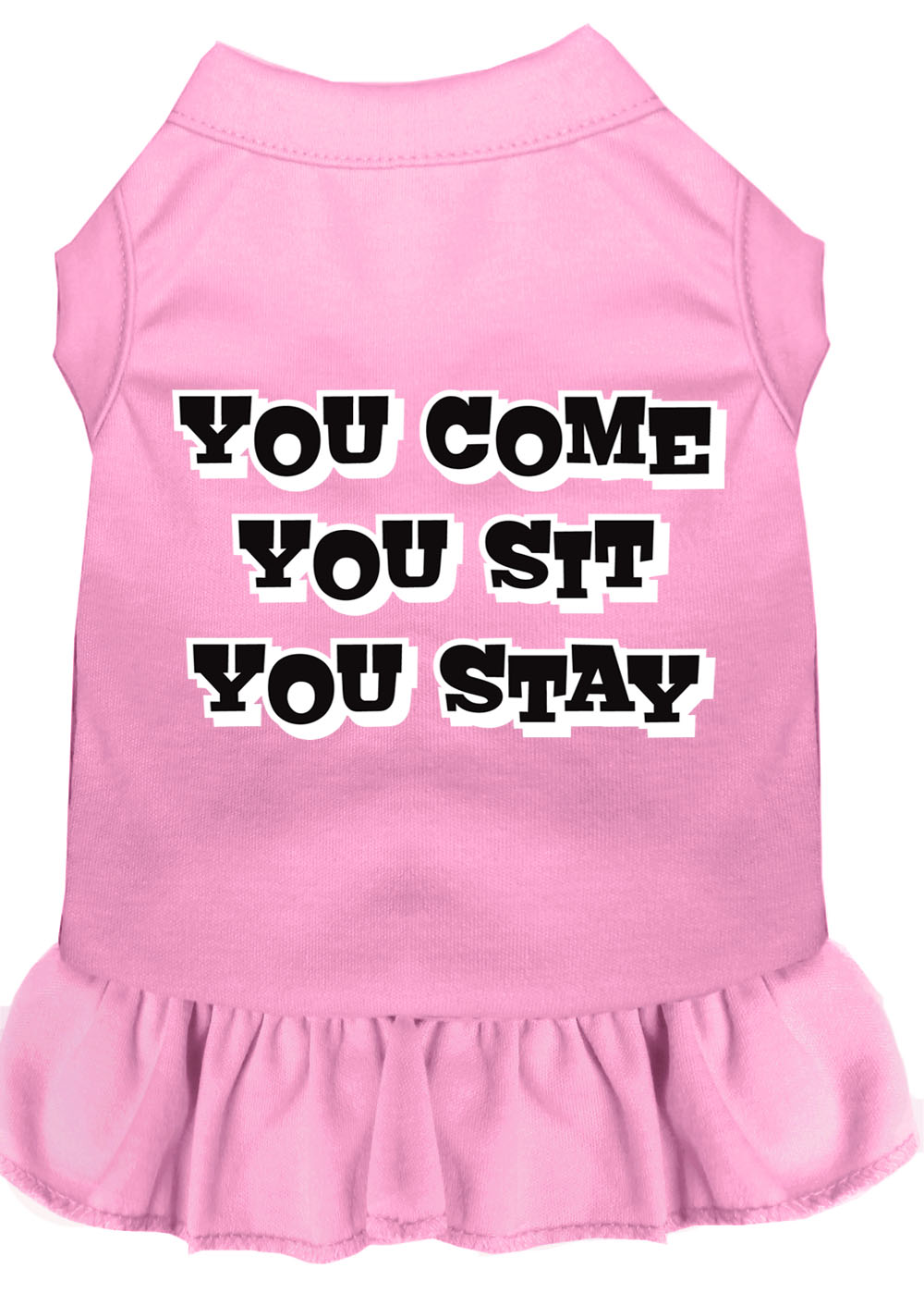 You Come, You Sit, You Stay Screen Print Dress Light Pink Med GreatEagleInc