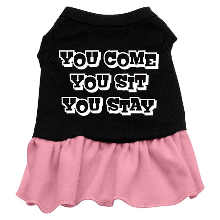 You Come, You Sit, You Stay Screen Print Dress Black With Light Pink Xxl GreatEagleInc