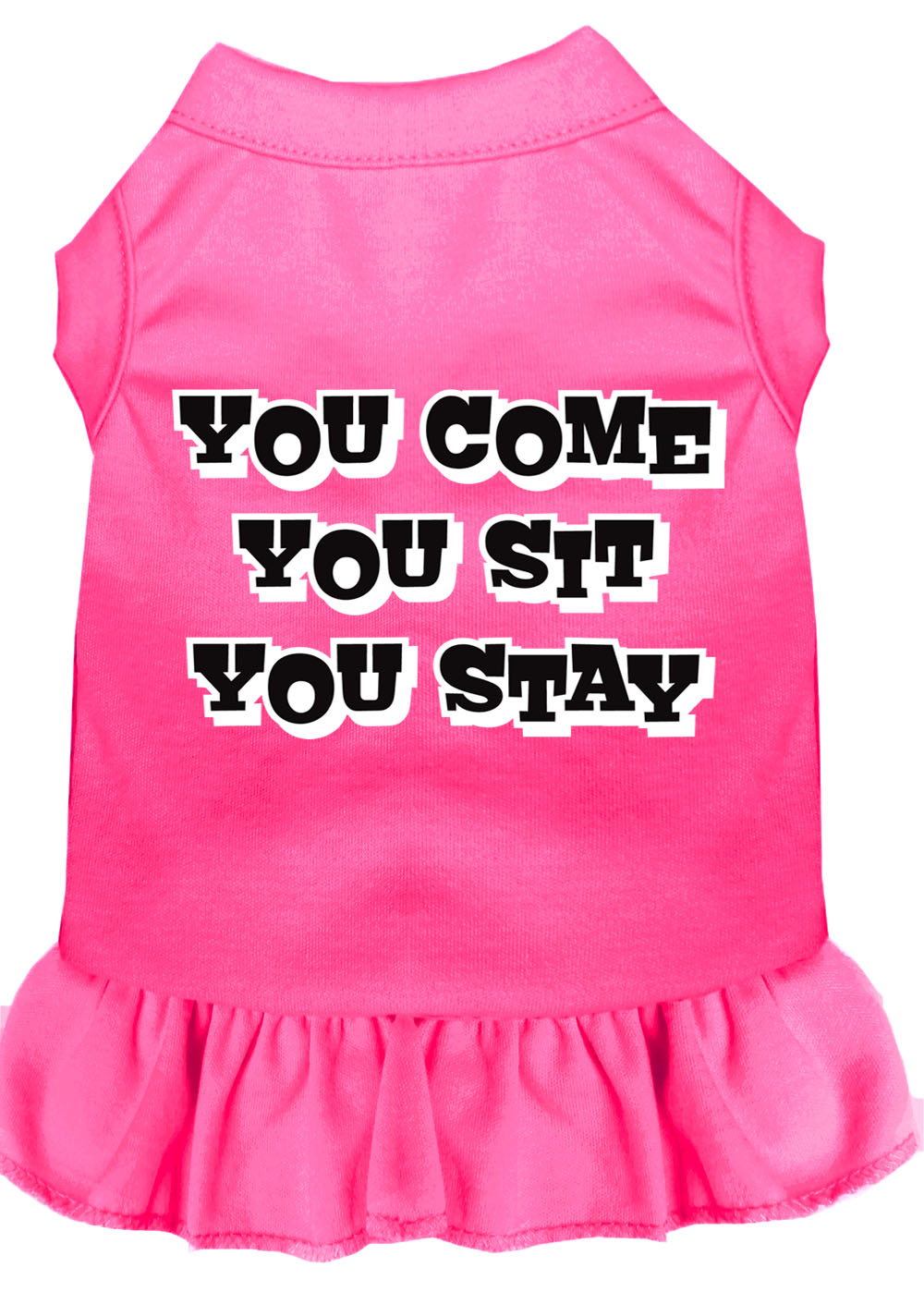 You Come, You Sit, You Stay Screen Print Dress Bright Pink Xxxl GreatEagleInc