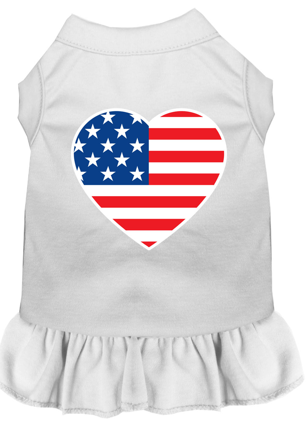 American Flag Heart Screen Print Dress White Xs GreatEagleInc