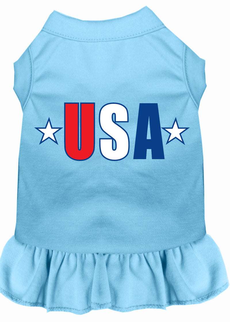 Usa Star Screen Print Dress Baby Blue 4x (22) GreatEagleInc