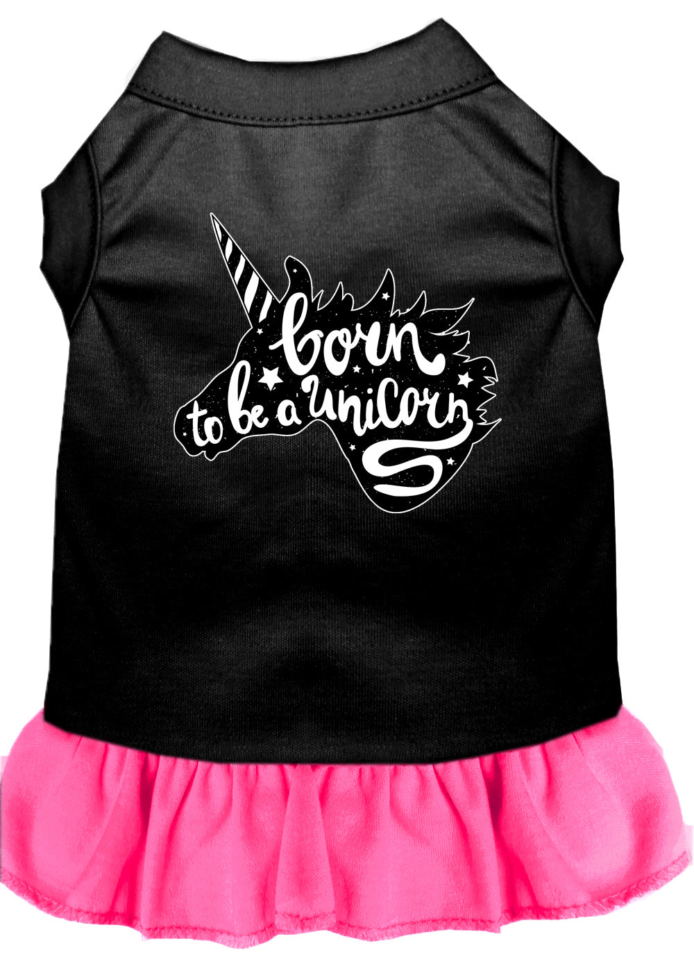 Born To Be A Unicorn Screen Print Dog Dress Black With Bright Pink Sm Default Title