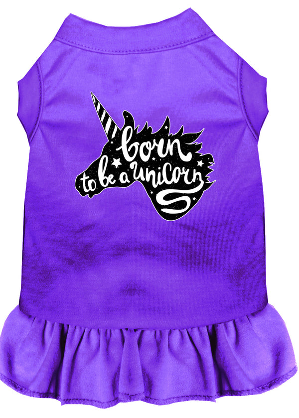 Born To Be A Unicorn Screen Print Dog Dress Purple Xs GreatEagleInc