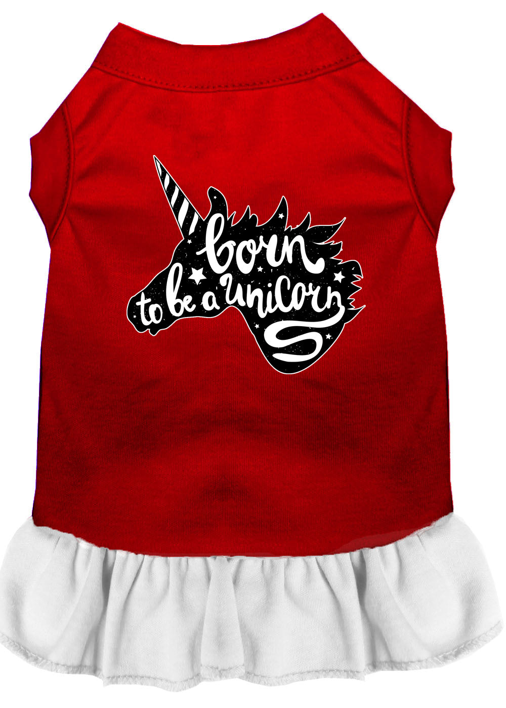 Born To Be A Unicorn Screen Print Dog Dress Red With White Lg GreatEagleInc