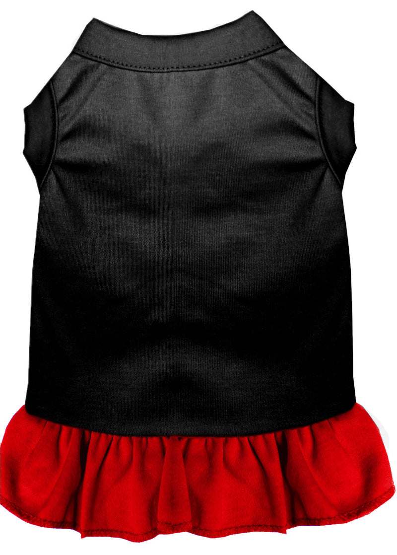 Schlichtes Haustierkleid Schwarz mit Rot 4x