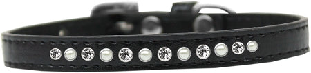 Pearl And Clear Crystal Size 10 Black Puppy Collar GreatEagleInc