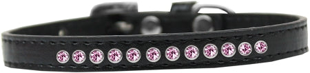 Bright Pink Crystal Size 10 Black Puppy Collar GreatEagleInc