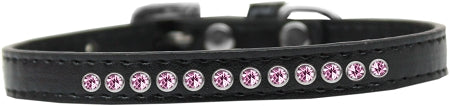 Bright Pink Crystal Size 10 Black Puppy Collar Default Title