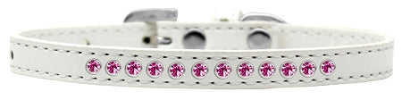 Bright Pink Crystal Size 16 White Puppy Collar Default Title