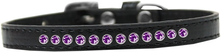 Purple Crystal Size 10 Black Puppy Collar GreatEagleInc