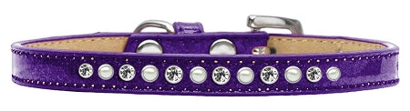Pearl And Clear Crystal Size 10 Purple Puppy Ice Cream Collar GreatEagleInc