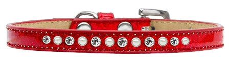 Pearl And Clear Crystal Size 8 Red Puppy Ice Cream Collar GreatEagleInc