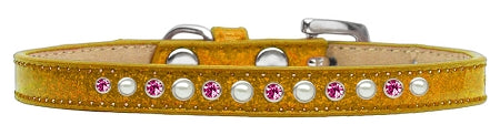 Pearl And Pink Crystal Size 14 Gold Puppy Ice Cream Collar Default Title