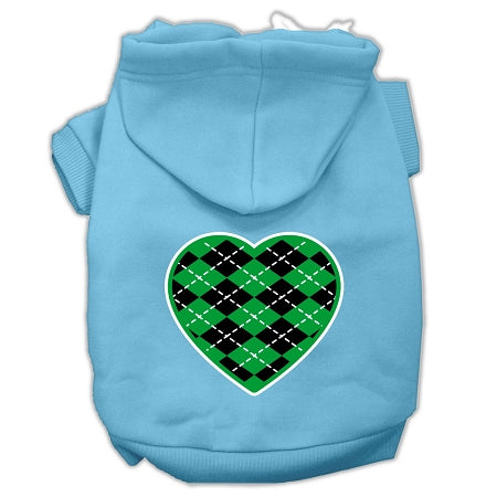 Argyle Heart Green Screen Print Pet Hoodies Baby Blue Size Lg Default Title