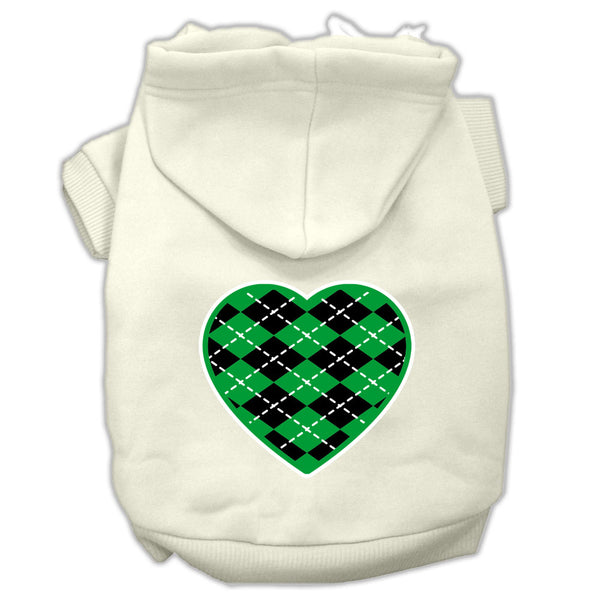 Argyle Heart Green Screen Print Pet Hoodies Cream Size Xxxl Default Title