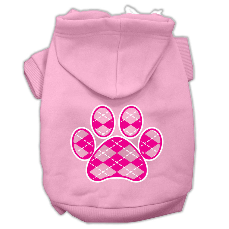 Argyle Paw Pink Screen Print Pet Hoodies Light Pink Size Xxl GreatEagleInc