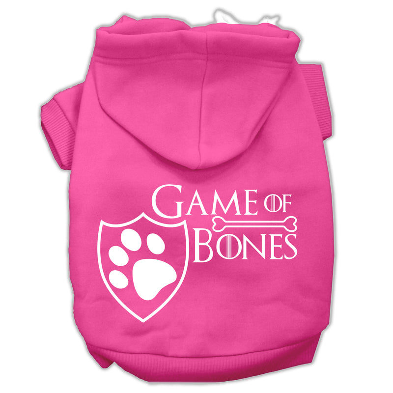 Game Of Bones Siebdruck-Hunde-Kapuzenpullover, leuchtendes Rosa, L