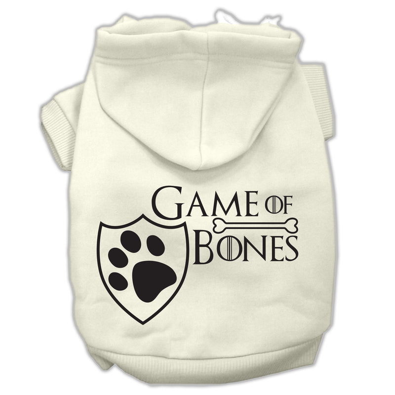 Game Of Bones Siebdruck-Hunde-Kapuzenpullover, Creme, XS