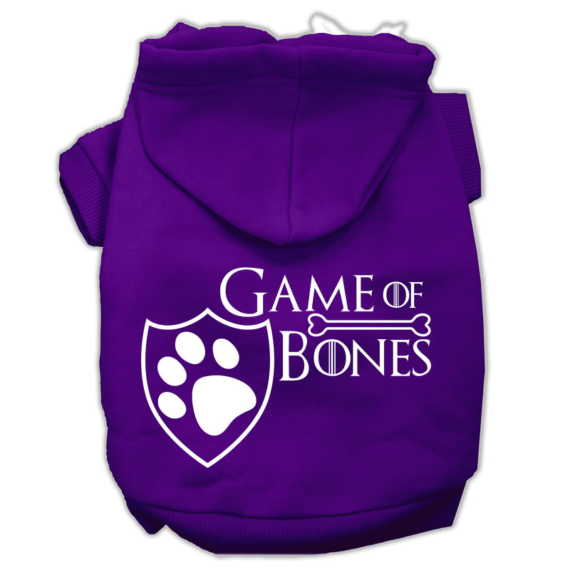 Game Of Bones Siebdruck-Hunde-Kapuzenpullover, Lila, Xs