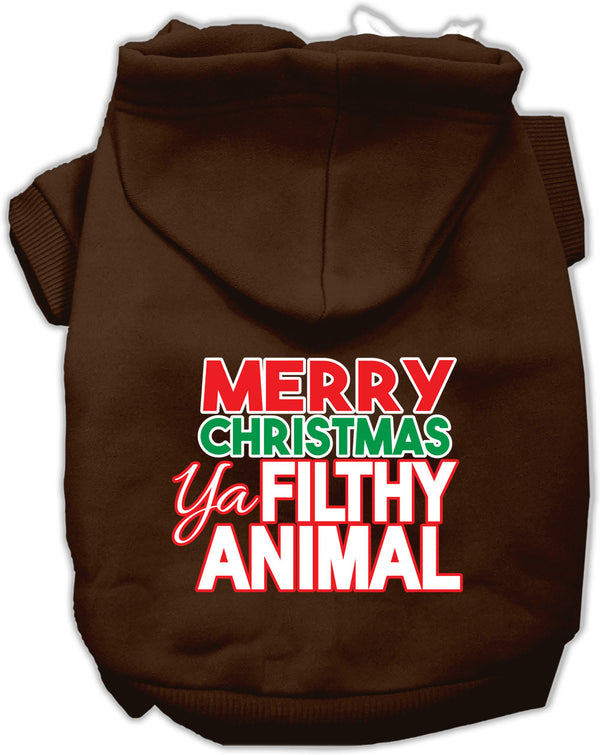 Ya Filthy Animal Screen Print Pet Hoodie Brown Lg GreatEagleInc