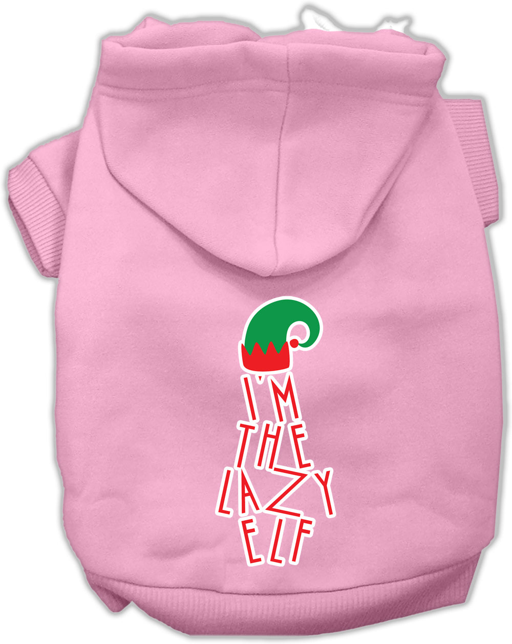 Lazy Elf Screen Print Pet Hoodie Light Pink Med Default Title