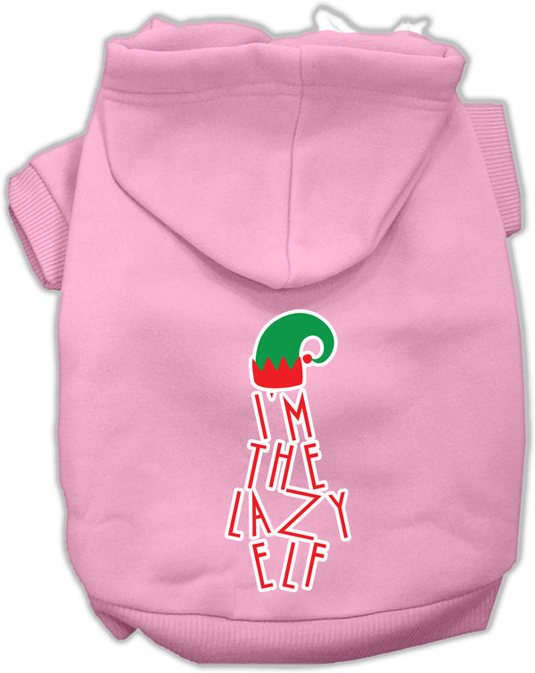 Lazy Elf Screen Print Pet Hoodie Light Pink Med Default Title