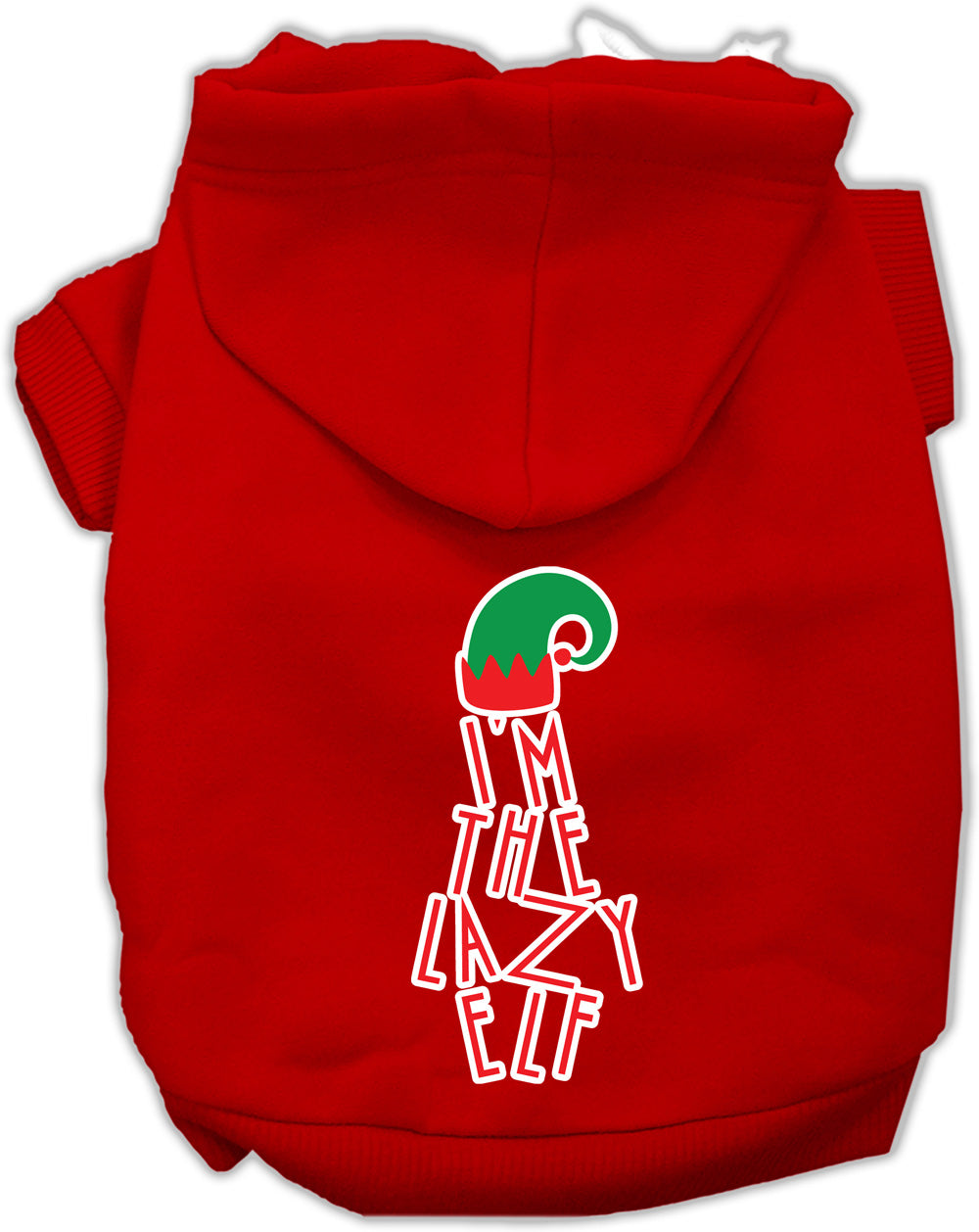 Lazy Elf Screen Print Pet Hoodie Red Med Default Title