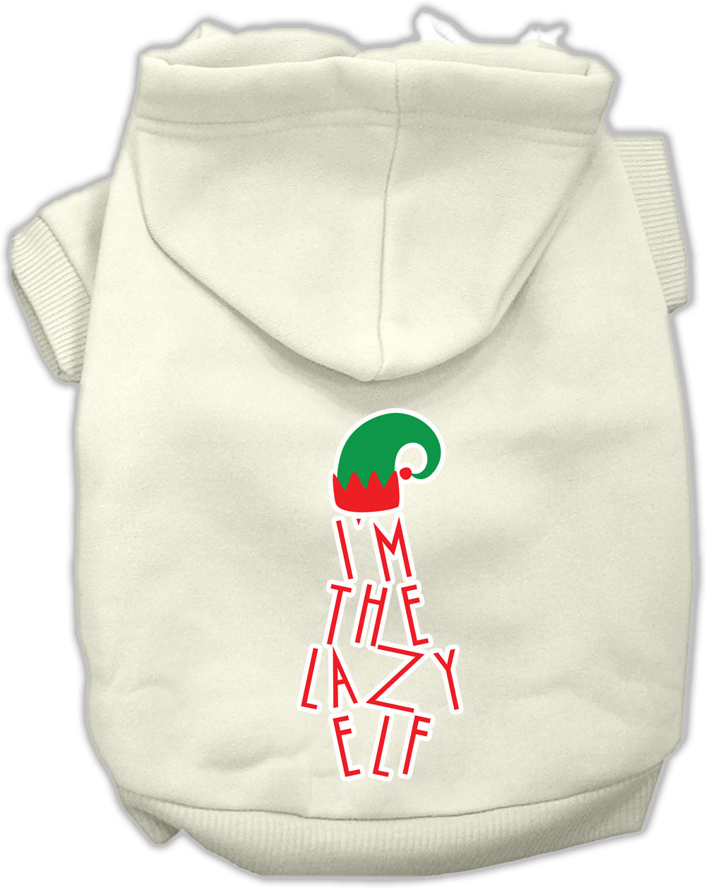Lazy Elf Screen Print Pet Hoodie Cream Sm Default Title