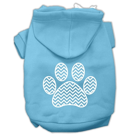 Chevron Paw Screen Print Pet Hoodies Baby Blue Size Lg GreatEagleInc