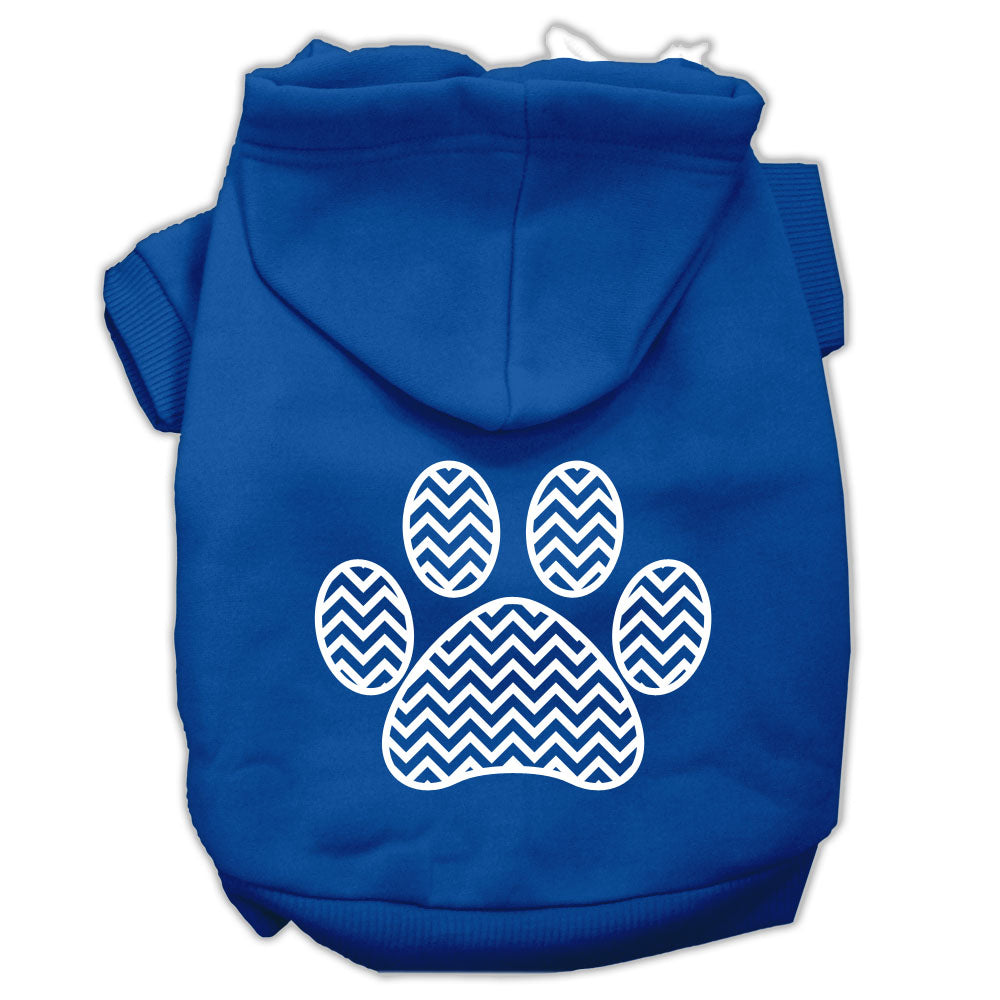 Chevron Paw Screen Print Pet Hoodies Blue Size Lg GreatEagleInc