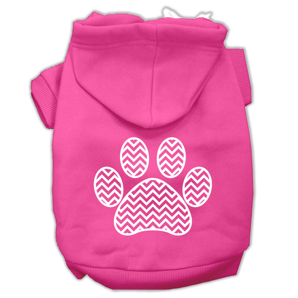 Chevron Paw Screen Print Pet Hoodies Bright Pink Size Lg GreatEagleInc