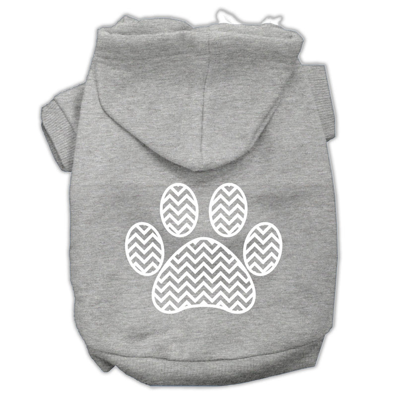 Chevron Paw Screen Print Pet Hoodies Grey Size Lg GreatEagleInc