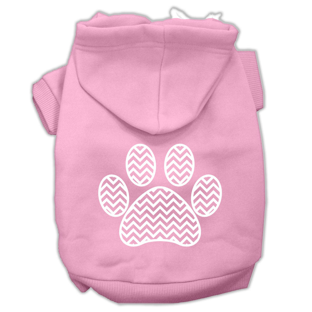 Chevron Paw Screen Print Pet Hoodies Light Pink Size Lg GreatEagleInc