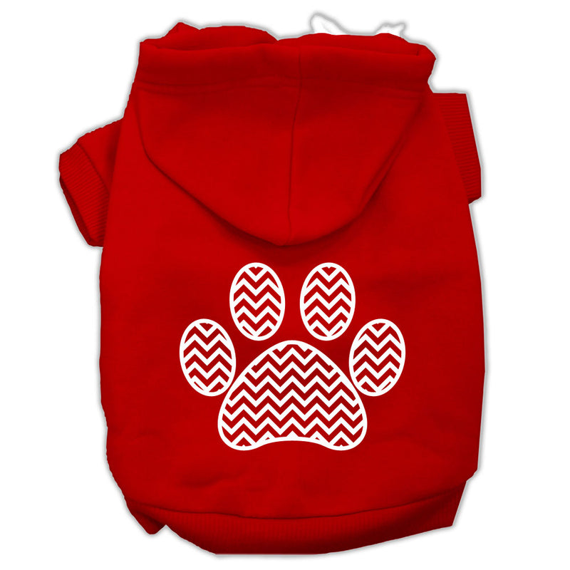 Chevron Paw Screen Print Pet Hoodies Red Size Lg GreatEagleInc